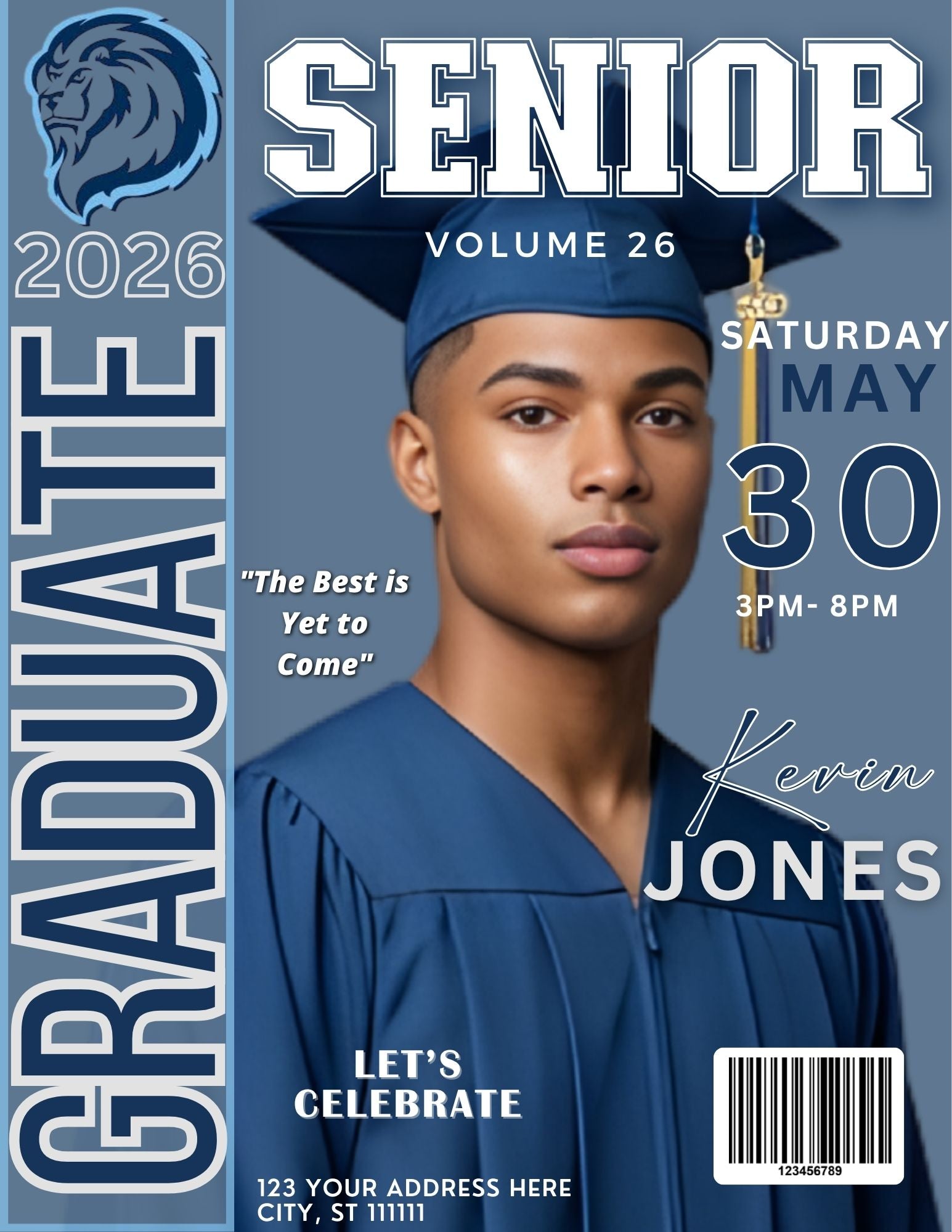 2026 Graduate Magazine Cover – Canva Template | Instant Download