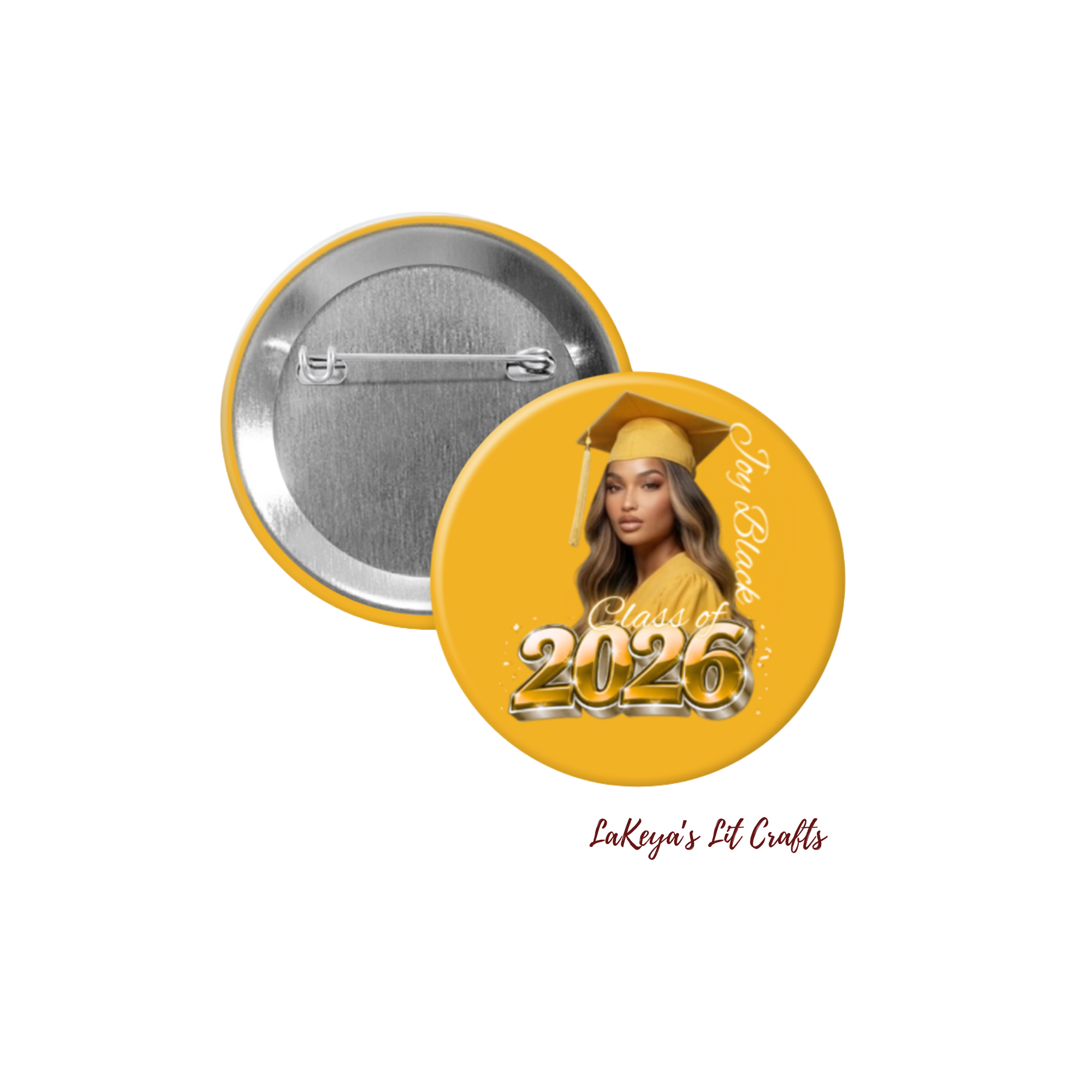 The Family Essentials Pack — Gold & Black Graduation Buttons (Set of 5)