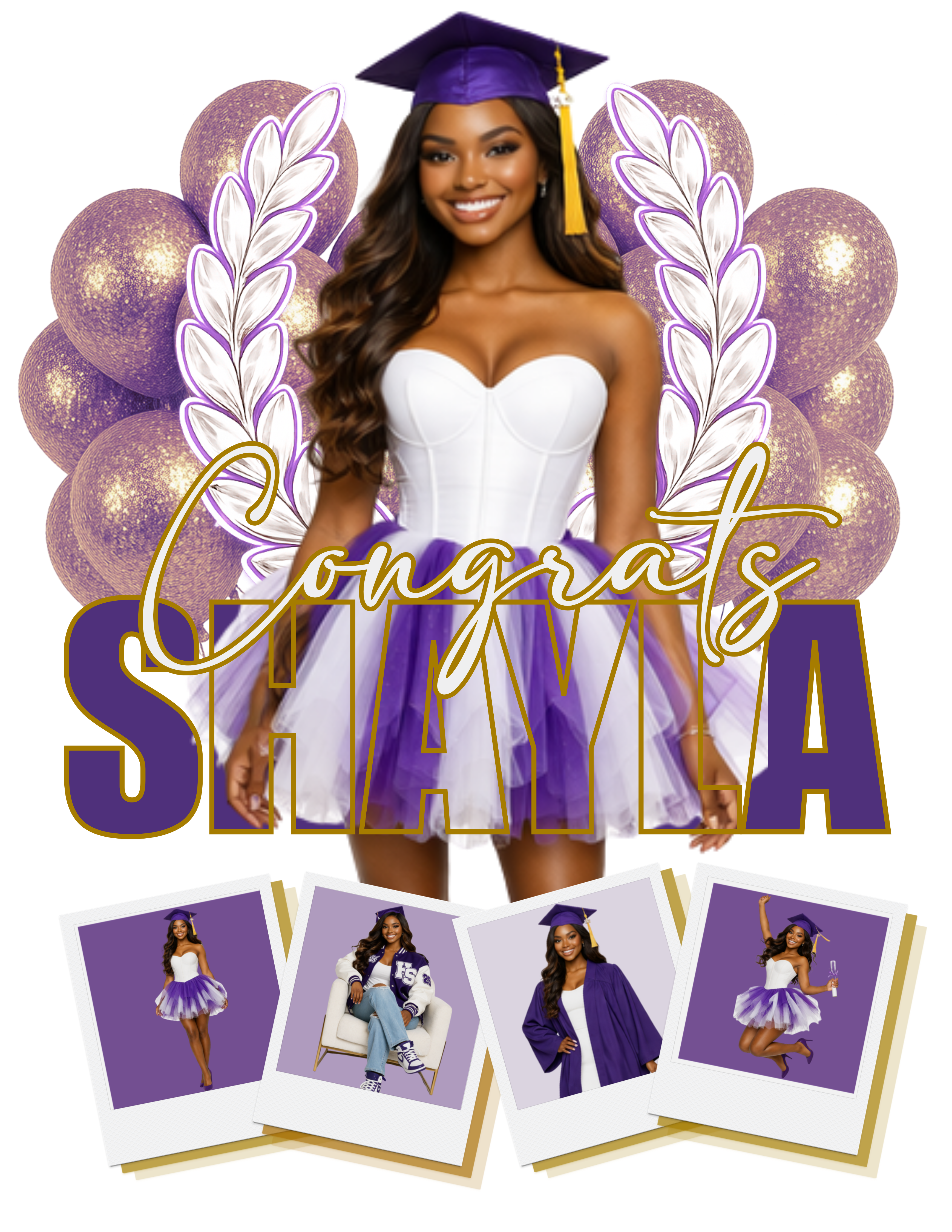 Design 1 — Purple & Gold Graduation Fan Bundle Pack