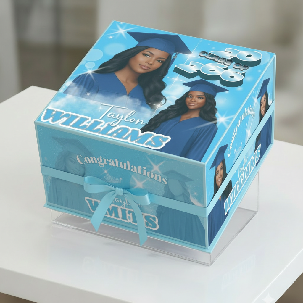 Graduation Gift Box - Light Blue & White