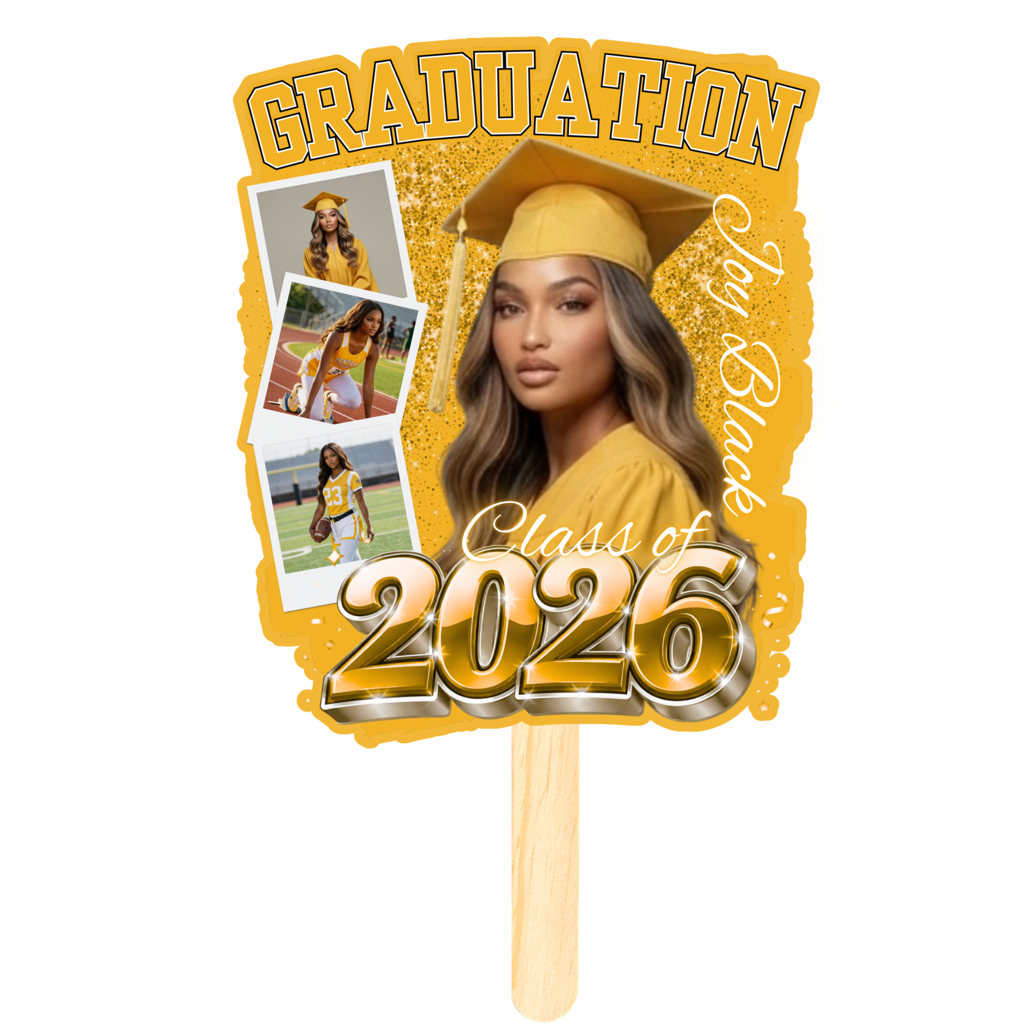 Design 2 — Gold & Black Graduation Fan Bundle Pack